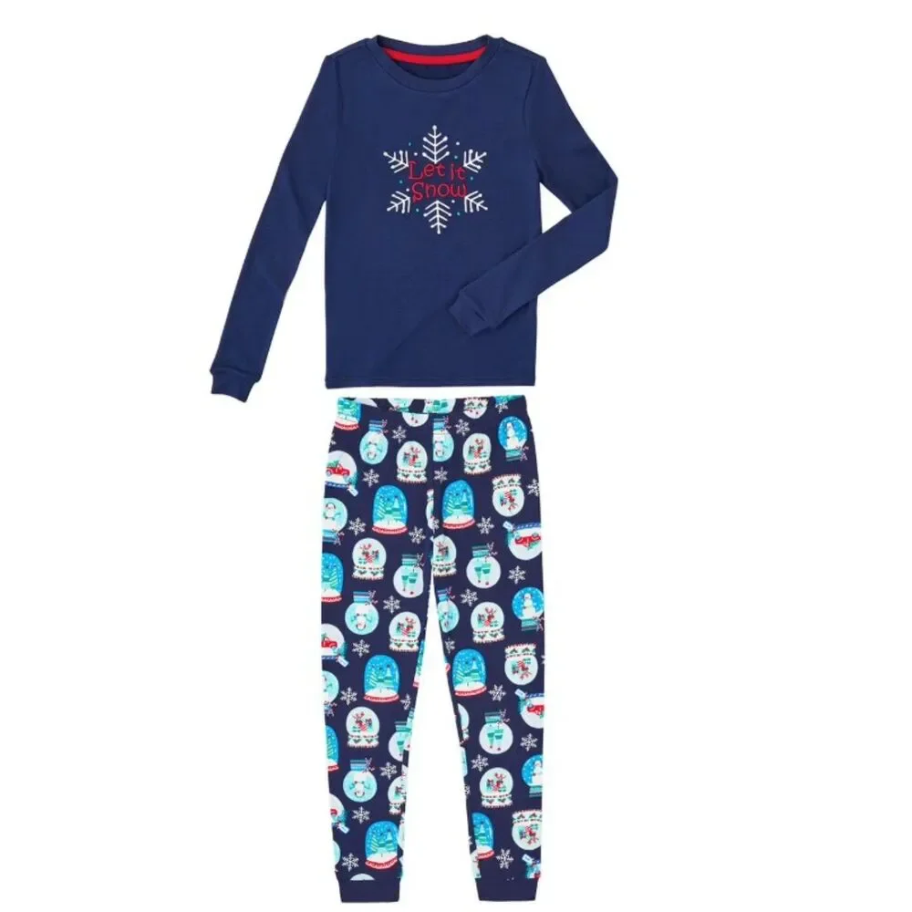 NEW Unisex Sz 3 Toddler Christmas Holiday LET IT SNOW Soft Comfy 2 Pc Pajama Set